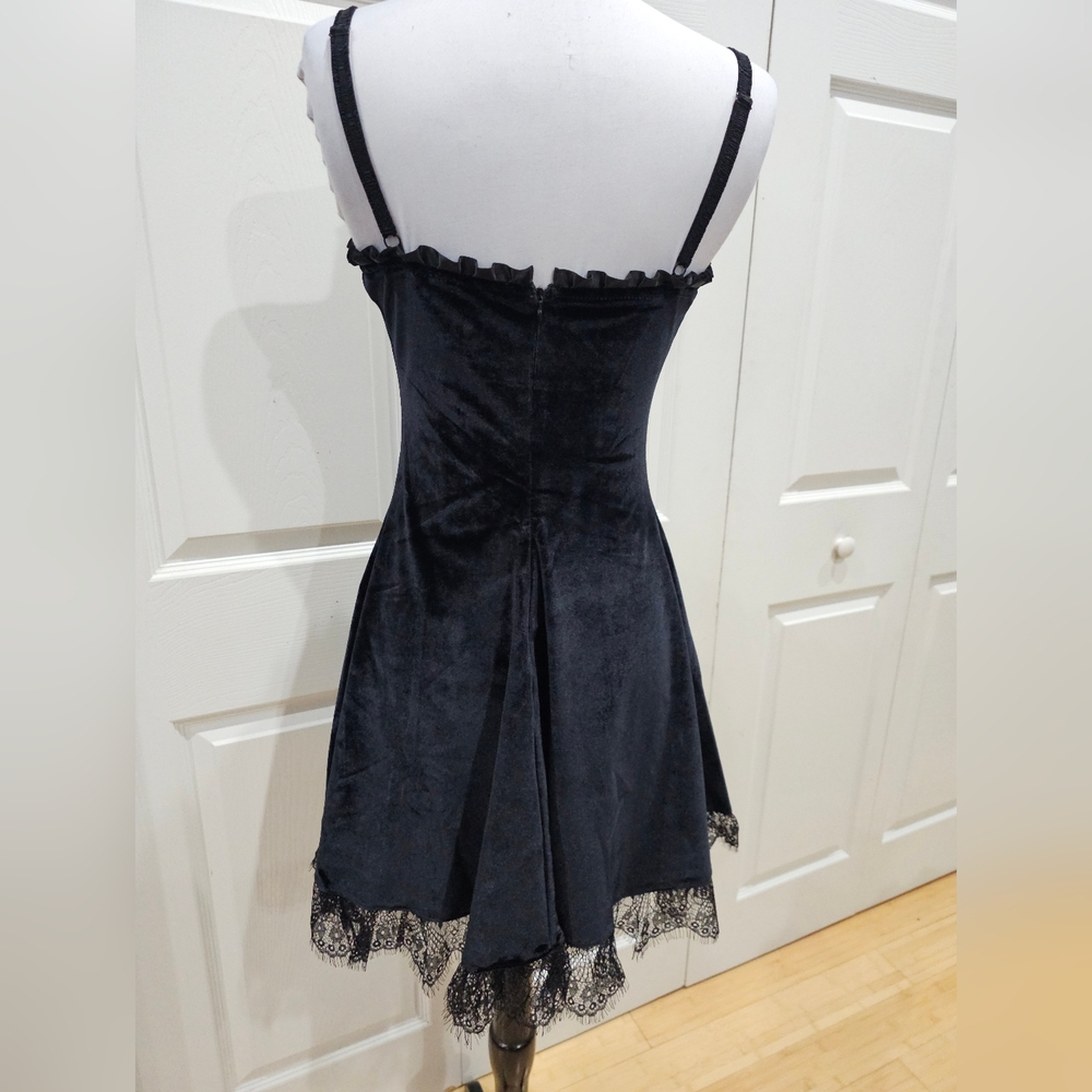 Dolks Kill Widow Goth Witchy Midnight Blind Faith Black Velvet Sexy Mini Dress S - Picture 4 of 8